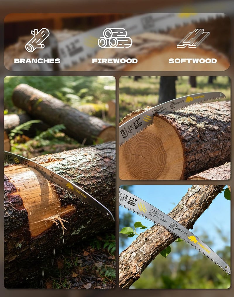PRETEC Japanese Teeth Reciprocating Saw Blades 12 Inch, Arc Edge Wood Pruning Reciprocating Saw Blades 6TPI Tree Trimming, Wood Cutting, Cr-V Reciprocal Saw Blades Better Wear Resistance, (5 Pack) - Image 5
